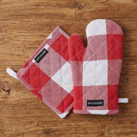 Cotton Buffalo Red Checks Oven Glove & Pot Holder