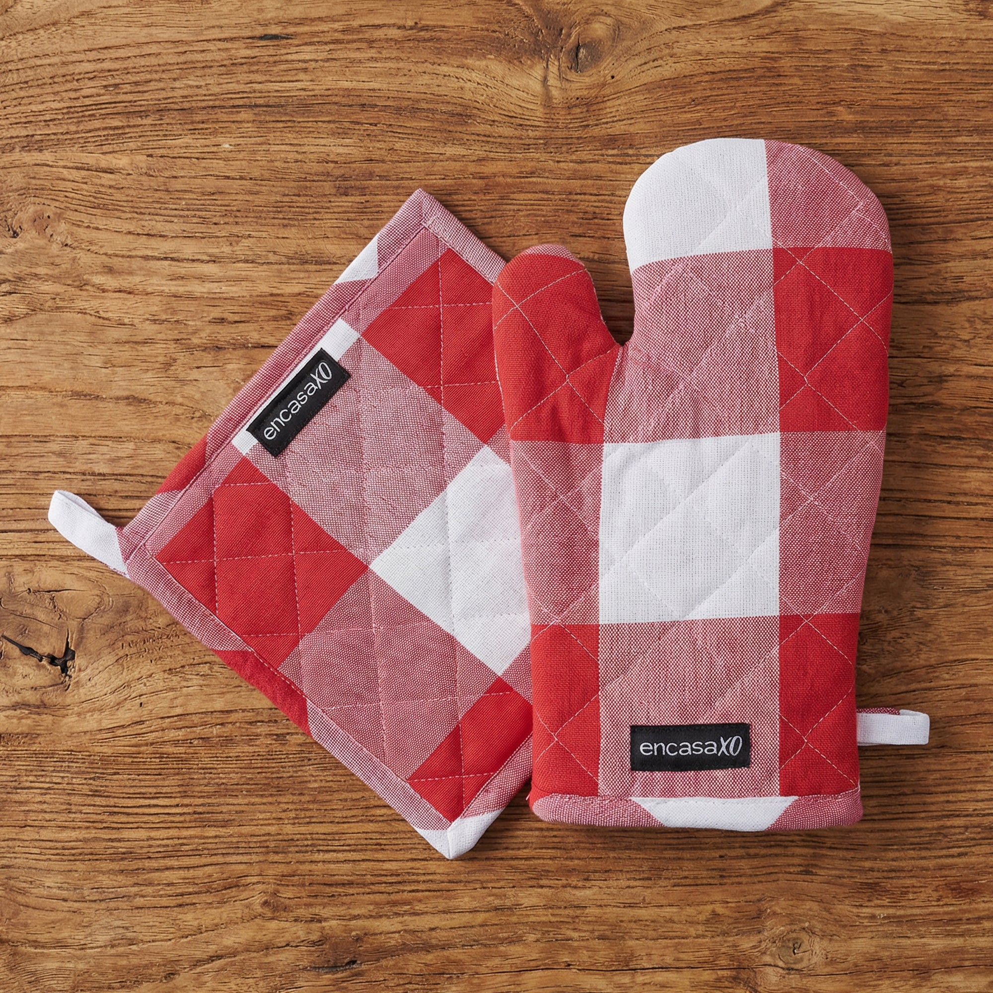 Cotton Buffalo Red Checks Oven Glove & Pot Holder