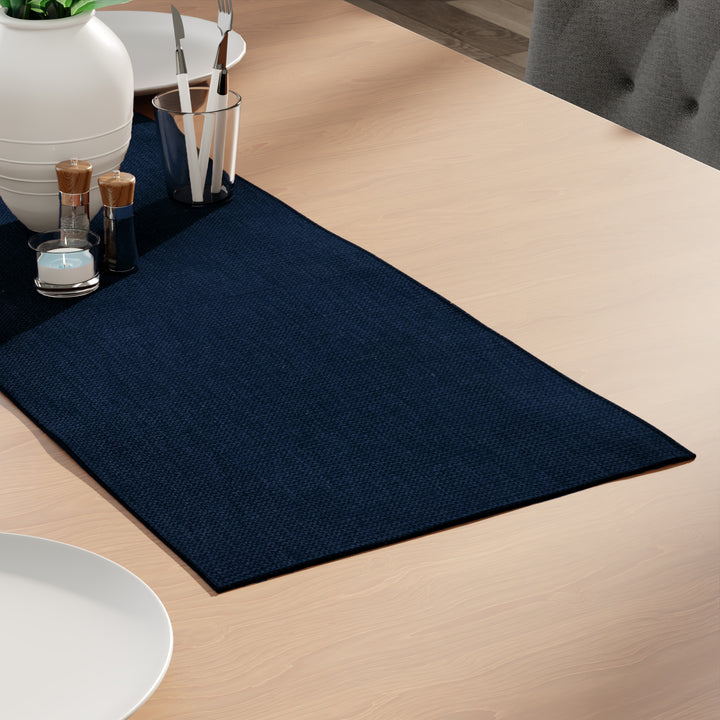 Chenille Navy Blue Table Runner