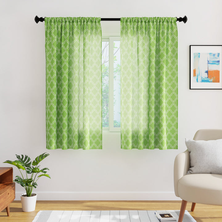 Polyester Trellis Greenery Curtain (Pack of 2)