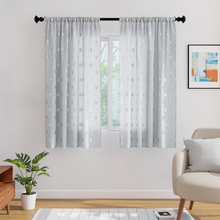 Polyester Dollar Grey Curtain (Pack of 2)