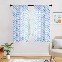 Polyester Chevron 1 Blue Curtain (Pack of 2)
