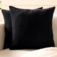 Corduroy Black Cushion Cover (Pack of 2)