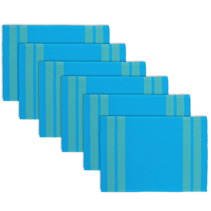 Ribbed Cotton Ladder Turq Blue Placemat (Pack of 6)