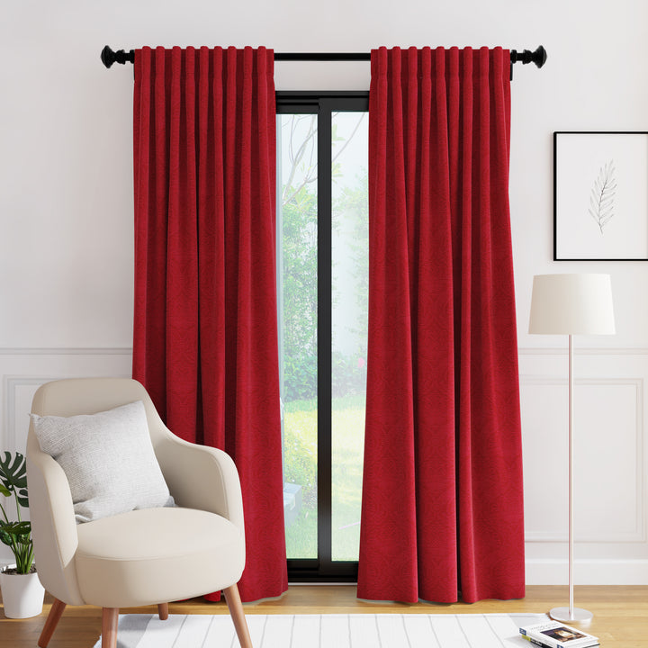 Embossed Velvet Red Curtain
