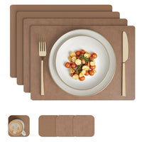 2 Sided Leather Taupe Placemat + Coaster