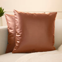 PVC Leather Tan Cushion Cover (Pack of 2)