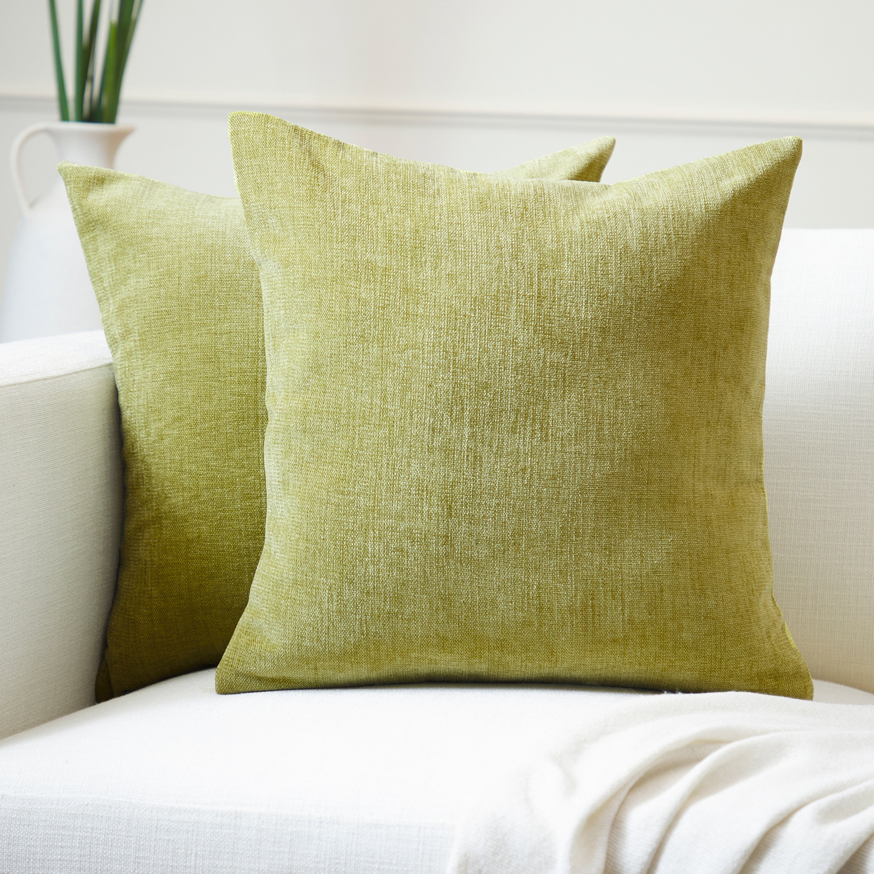 Chenille Olive Cushion Cover (Pack of 2)