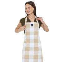 Cotton Buffalo Beige Checks Apron (Pack of 1)