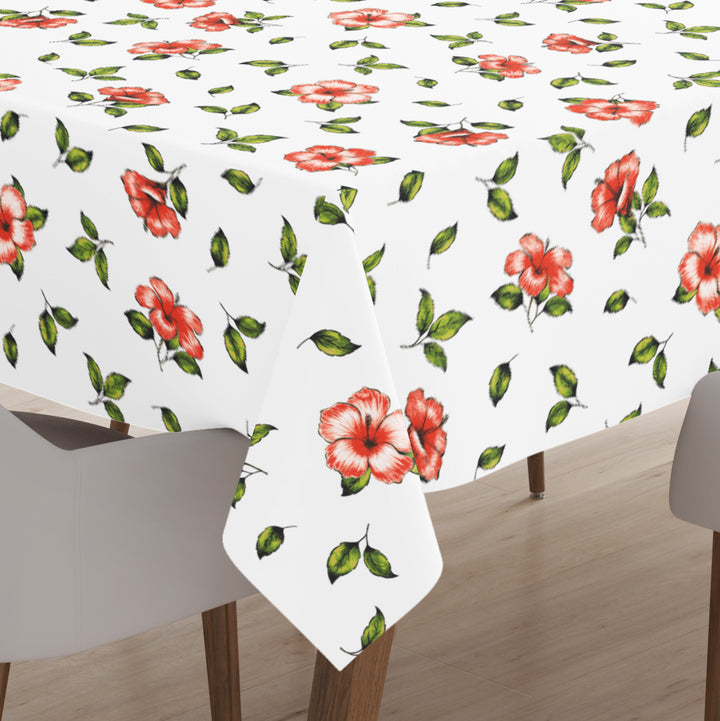 Polyester Hibiscus Table Cloth (Pack of 1)