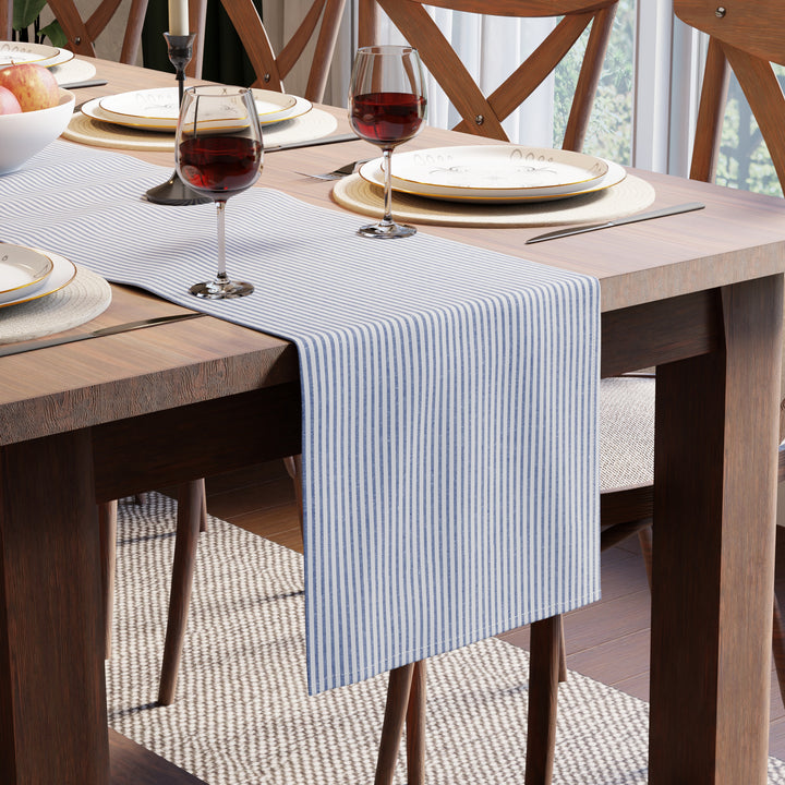 Cotton Ticking Navy Blue Table Runner (Pack of 1)