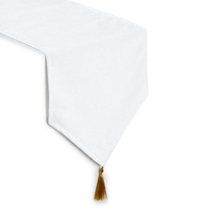 Chenille White Table Runner (Pack of 1)