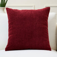 Chenille Solid Maroon Cushion Cover (Pack of 1)