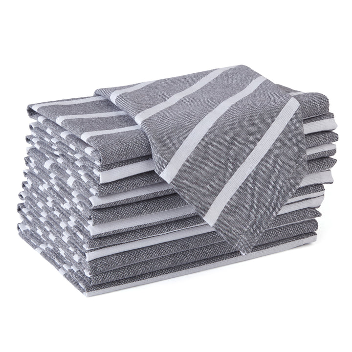 Cotton Roma Grey Stripes Table Napkins (Pack of 12)