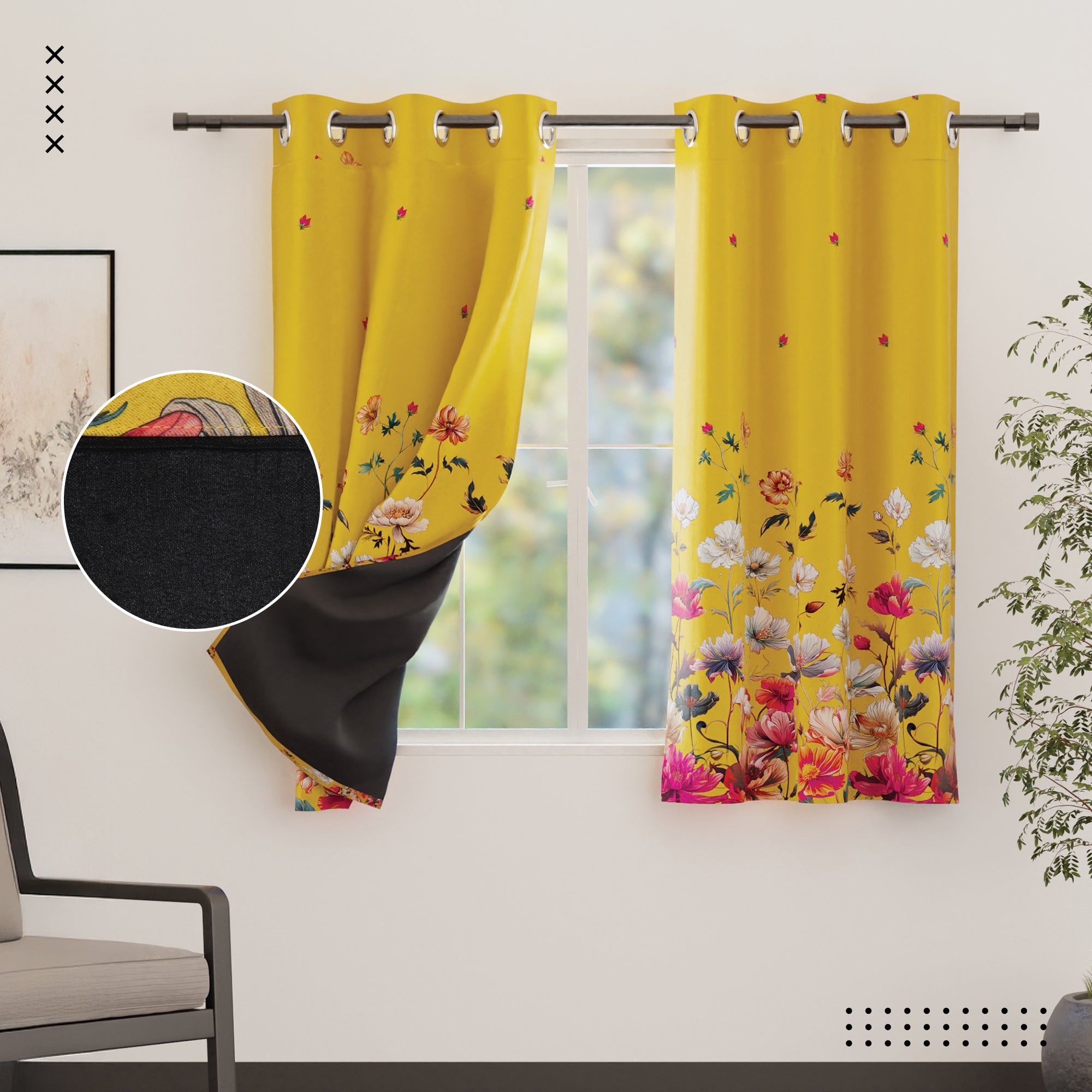 Blackout J2 Yellow Curtain