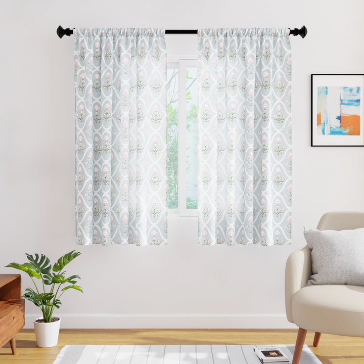 Polyester Light Grey Curtain (Pack of 2)