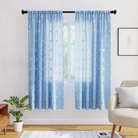 Polyester Dollar Blue Curtain (Pack of 2)