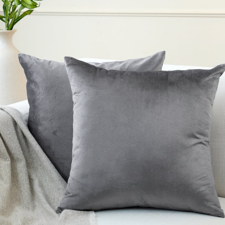 Velvet Grey Cushion Cover (Pack of 2)
