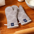 Cotton Trellis Grey Oven Gloves (Pack of 2)