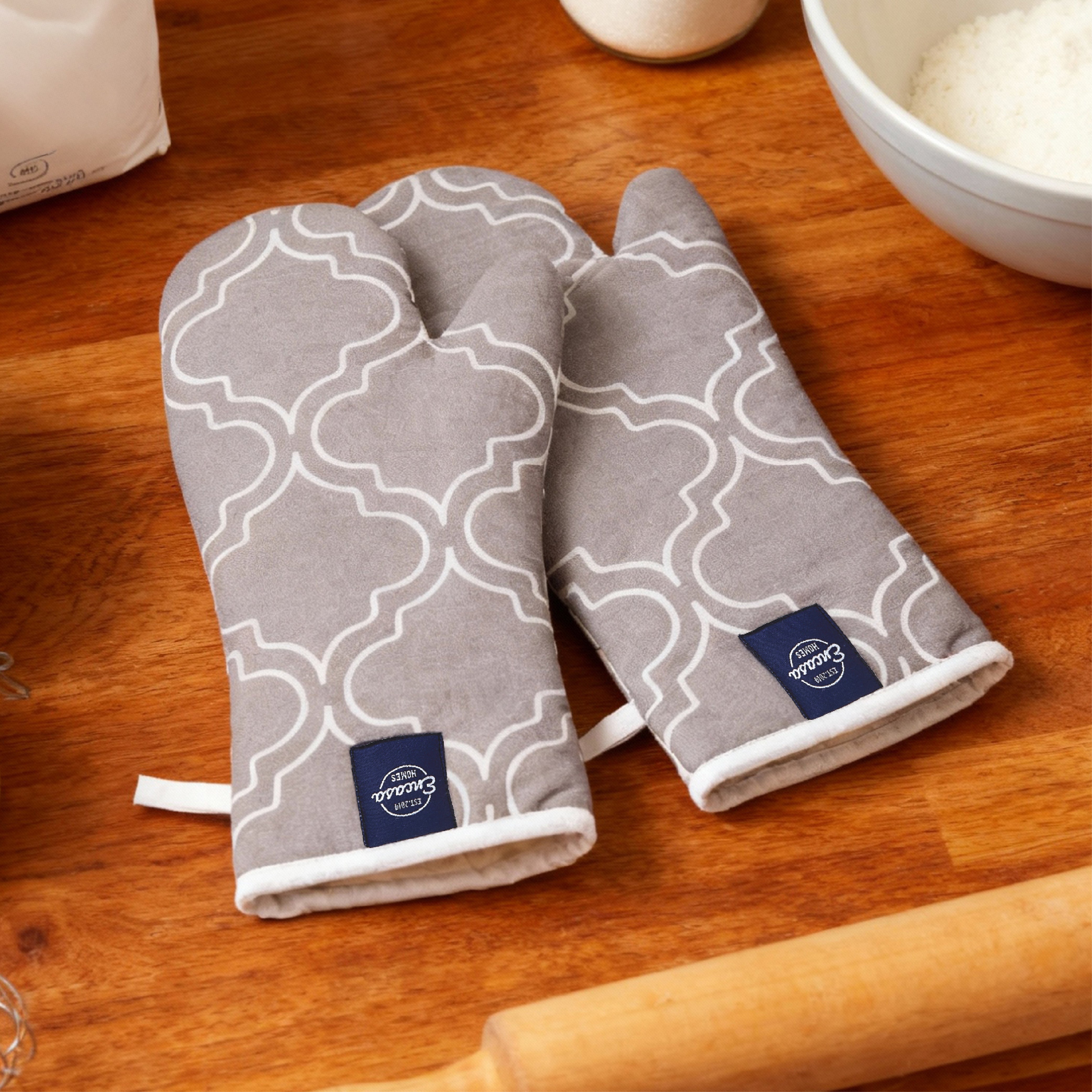 20s Sheeting Trellis Grey Oven Gloves (Pack of 2)