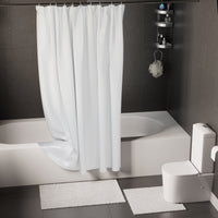 Polyester ZZ White Combo Shower Curtain + Bathmat (Pack of 3)