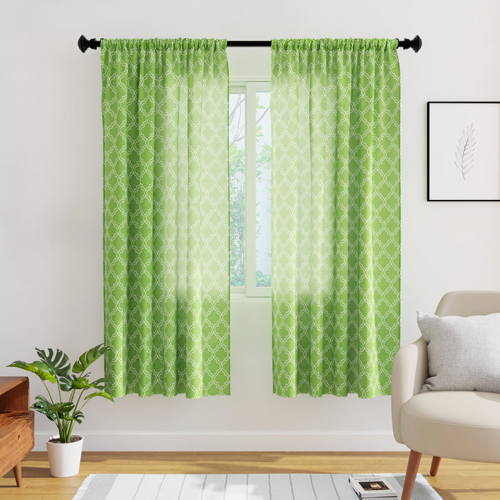 Polyester Trellis Greenery Curtain (Pack of 2)
