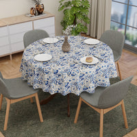 Polyester Chintz Blue Table Cloth (Pack of 1)