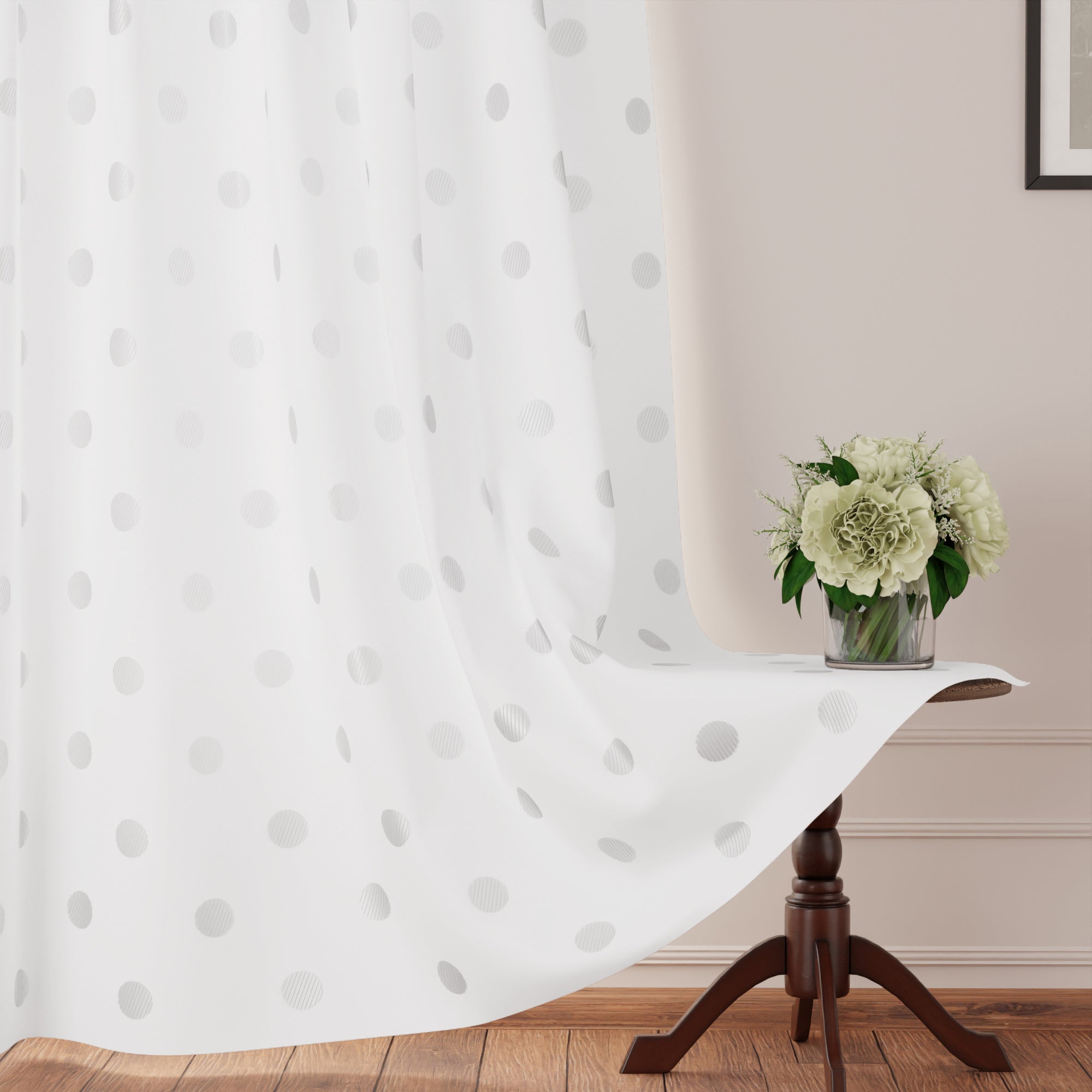 Polyester Dollar White Curtain (Pack of 2)