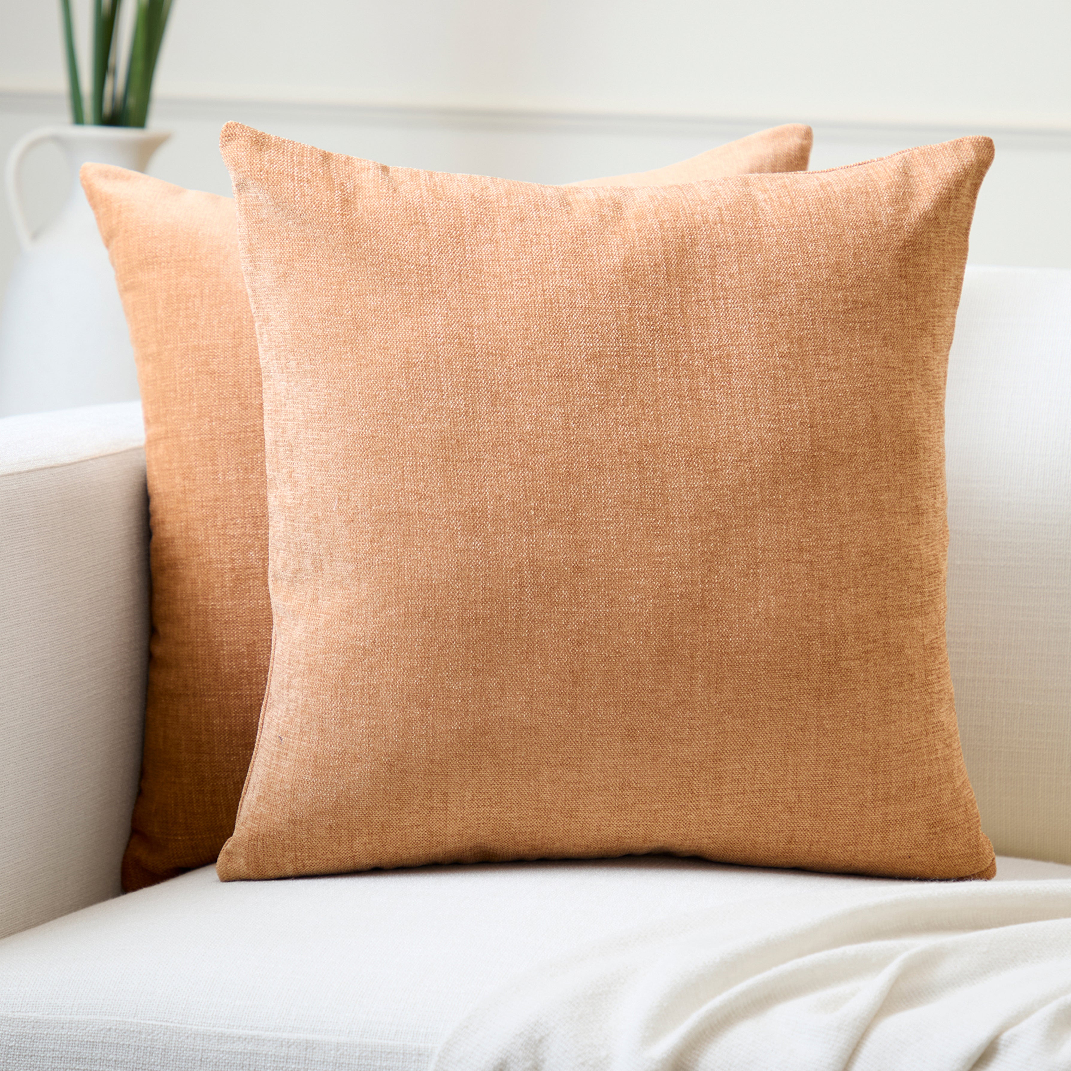 Chenille Peach Cushion Cover (Pack of 2)