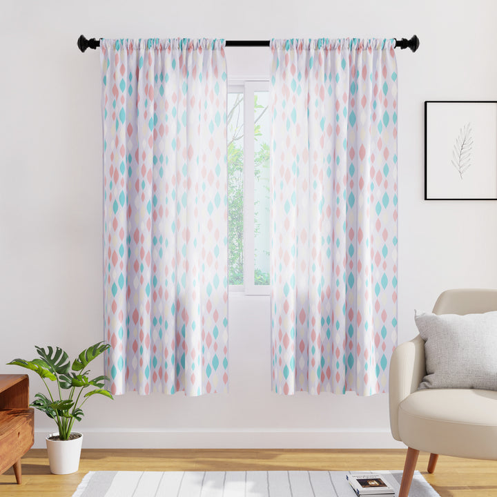 Polyester Teardrops Lilac Curtain (Pack of 2)