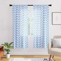 Polyester Chevron 1 Blue Curtain (Pack of 2)