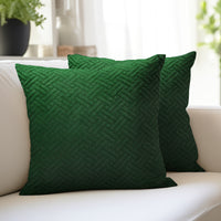 Quilted Velvet Forest Green Cushion Cover (Pack of 2)