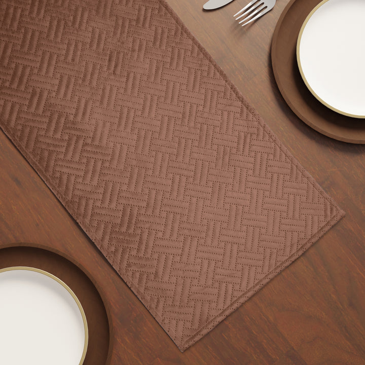 Quilted Velvet Bronze Table Runner