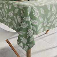 Cotton Big Leaves Green Table Cloth (Pack of 1)