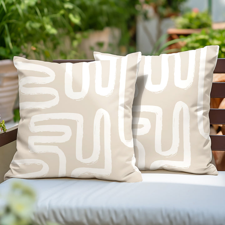 Polyester Boho Beige Cushion Cover (Pack of 2)