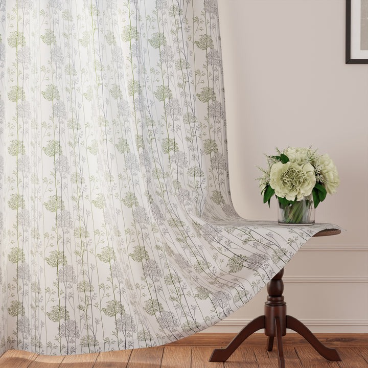 Polyester Branches Green Curtain (Pack of 2)