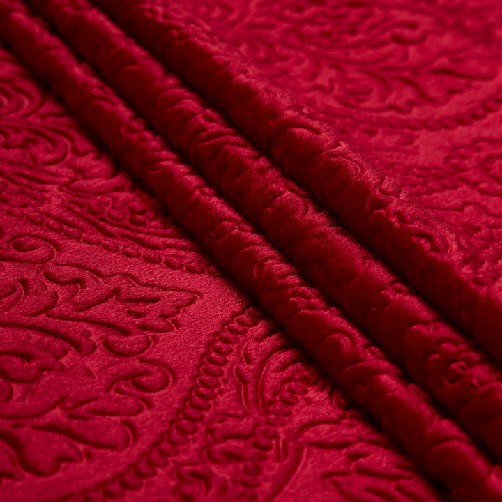 Embossed Velvet Red Fabric
