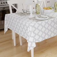 Cotton White Tiles Table Cloth (Pack of 1)