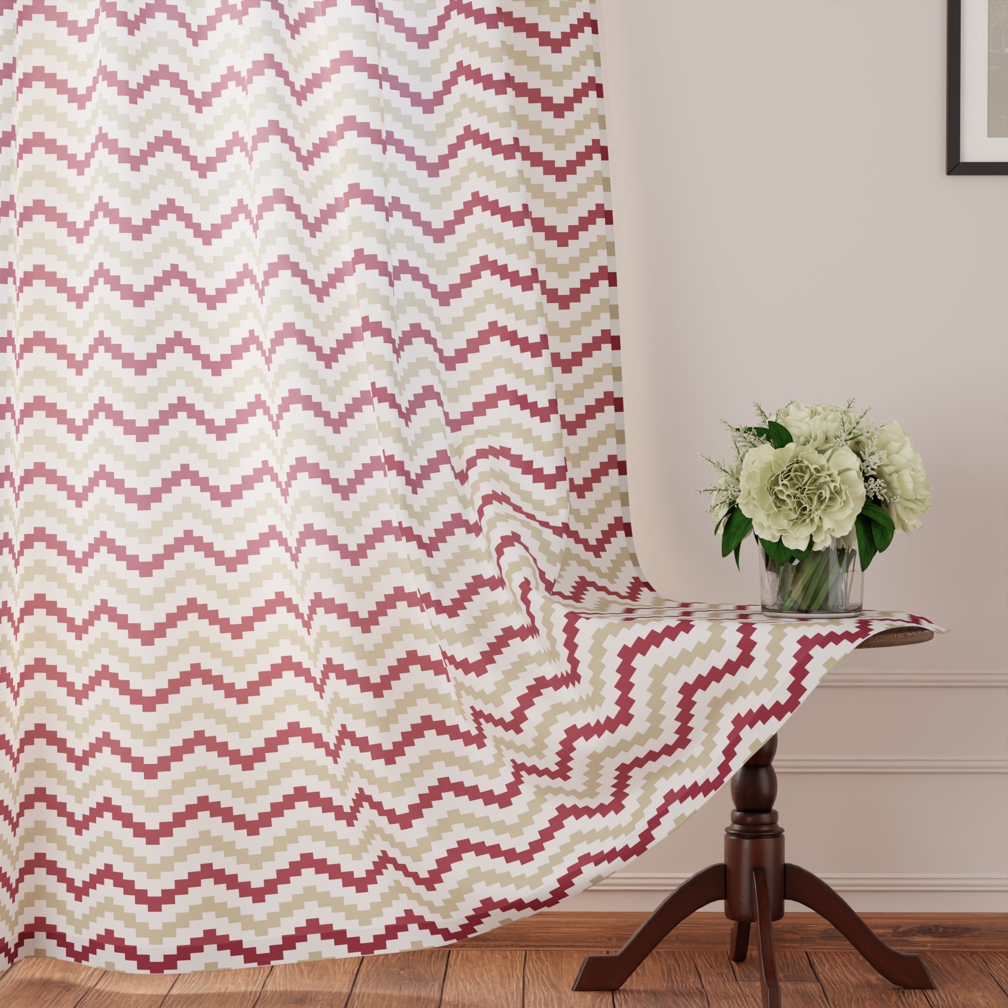 Polyester Chevron Brown Curtain (Pack of 2)