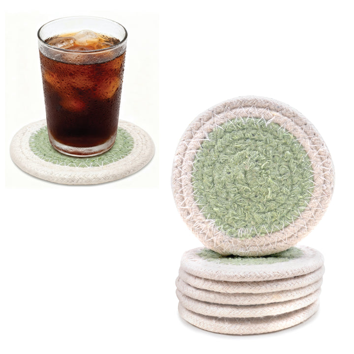 Cotton Sage & Off White Coaster