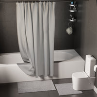 Polyester ZZ Light Grey Combo Shower Curtain + Bathmat (Pack of 3)