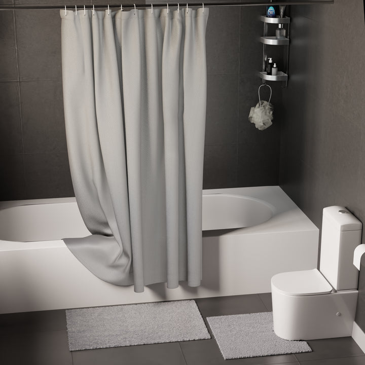 Polyester ZZ Light Grey Combo Shower Curtain + Bathmat (Pack of 3)