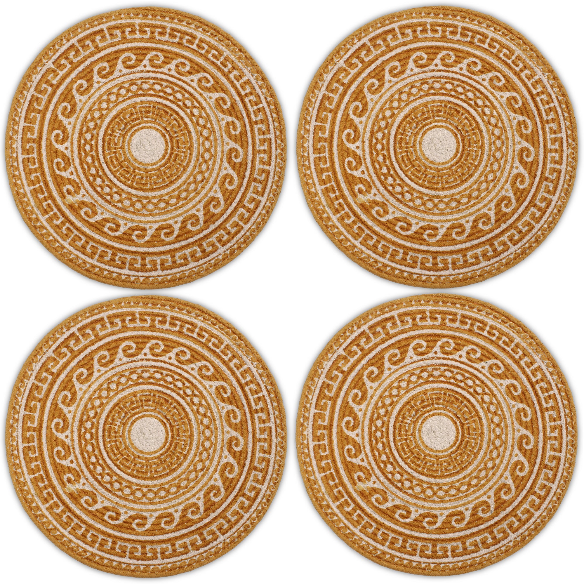 Cotton Mustard Mandala Print Placemat (Pack of 4)