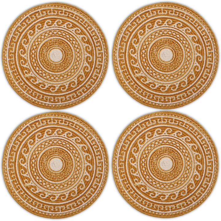 Cotton Mustard Mandala Print Placemat (Pack of 4)