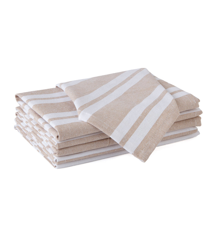 Cotton Franca Beige Stripes Table Napkins (Pack of 6)