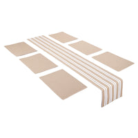 Cotton Franca Beige Table Runner+Placemat (Pack of 7)