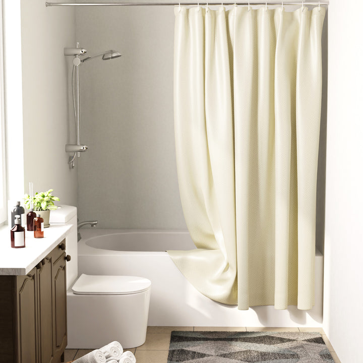 Polyester ZZ Cream Shower Curtain (Pack of 1)