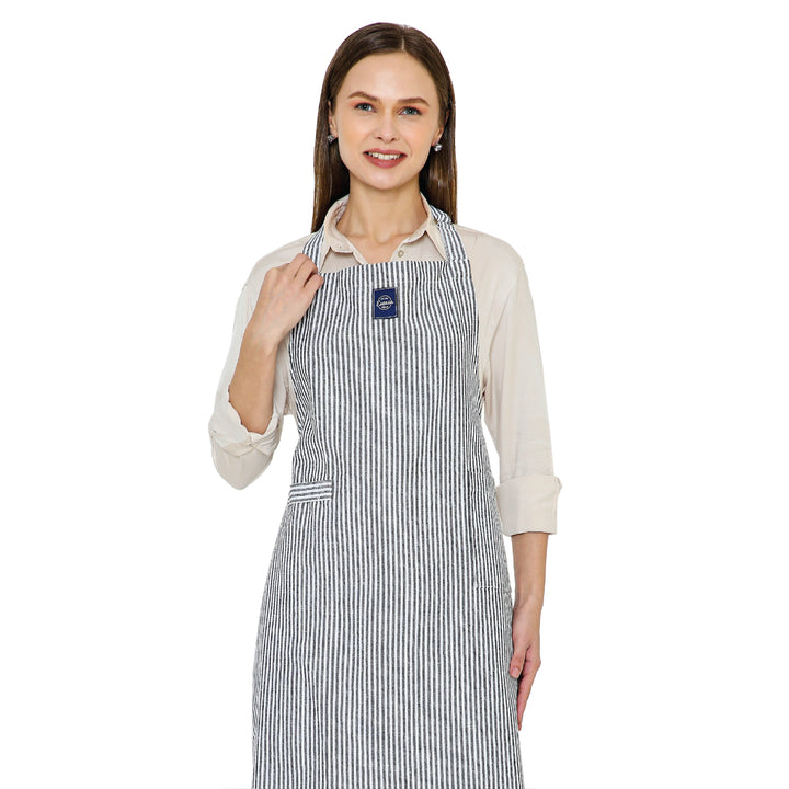 Cotton Ticking Navy Blue Apron (Pack of 1)