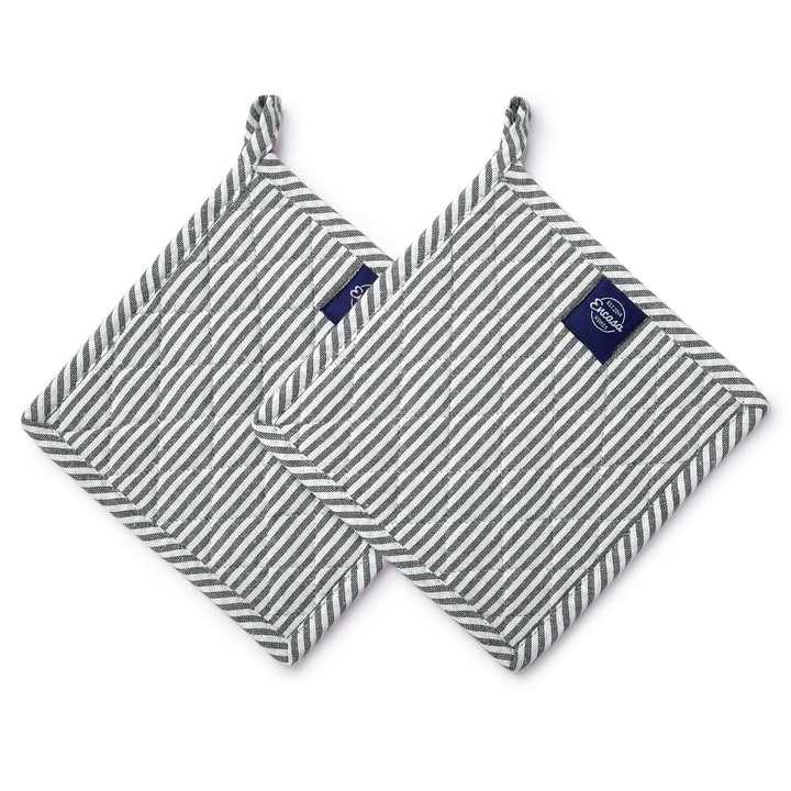 Cotton Ticking Black Pot Holders (Pack of 2)