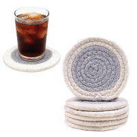 Cotton Light Grey & Off White Coaster